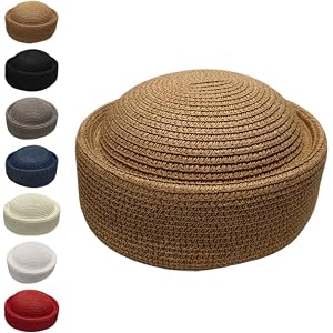 Straw Beret Hats for Women, Hand Woven Vintage Church Hat Elegant Pillbox Hat Artist Painter Hats for Summer Wedding Parties