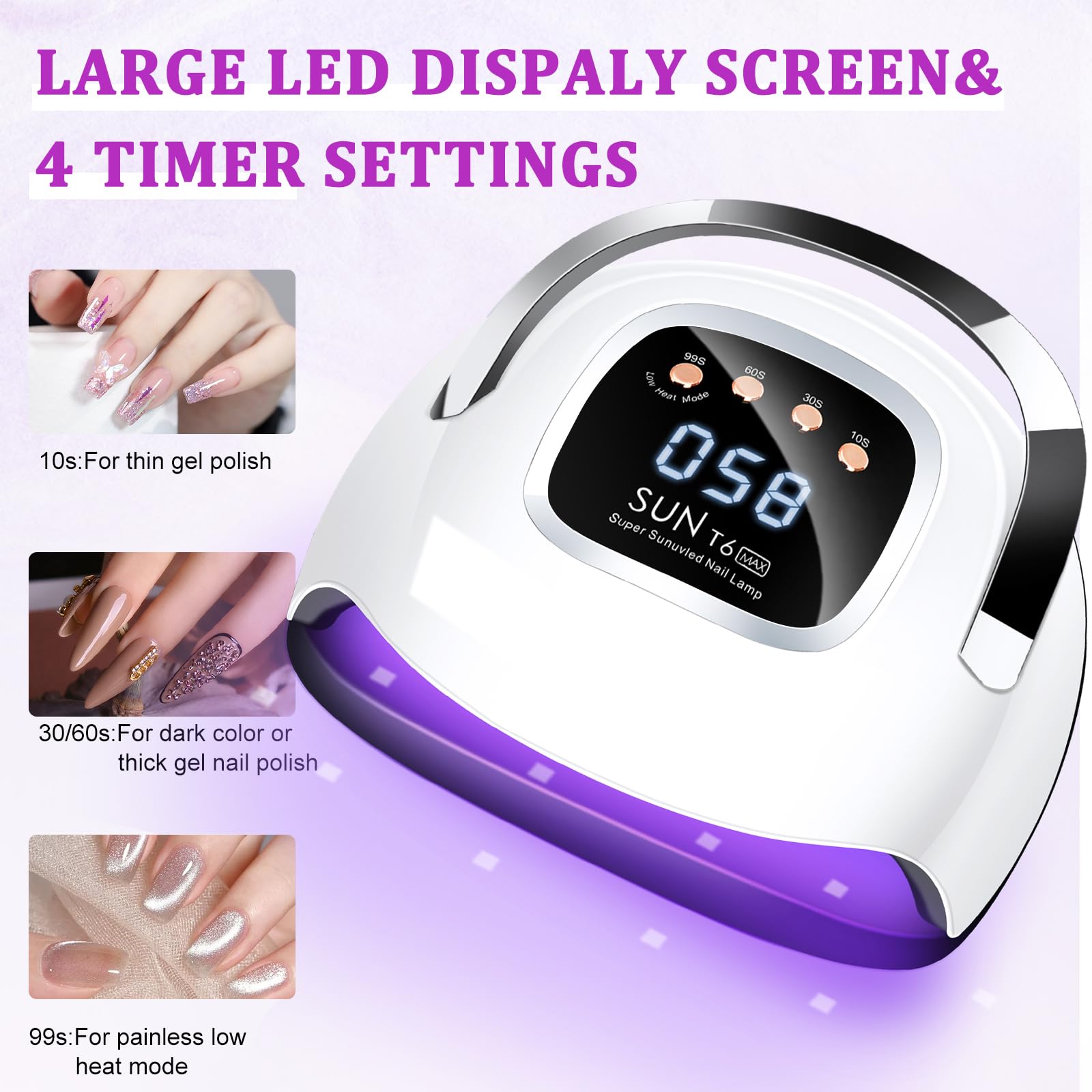 LKE LKE UV Nail Lamp, Dryer 220W Light for Nails with 4 Timers LED Lamp Gel Polish Kit Professional Art Tools Automatic Sensor