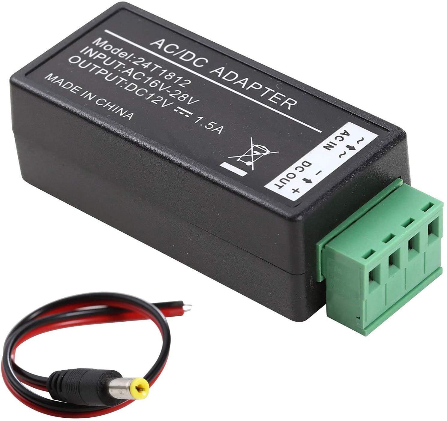 UHPPOTE Power Supply Adapter Converter AC16-28V To DC12V For CCTV Security System