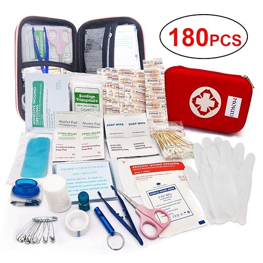 MOKIU Erste Hilfe Set 180-teilig,First Aid Kit Verbandtasche für Familie, Innenraum, Draußen Erste Hilfe, tragbar Wasseredich