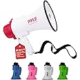 Pyle Megaphone Speaker PA Bullhorn - with Built-in Siren 30 Watt Voice Recorder & 800 Yard Range - Ideal for Football, Soccer, Baseball, Hockey, Basketball, Cheerleading Fans & Coaches - PMP35R