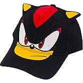 Shadow The Hedgehog Baseball Cap, Adult Sonic Adjustable Snapback Hat with 3D Ears and Curved Brim, Black, One Size