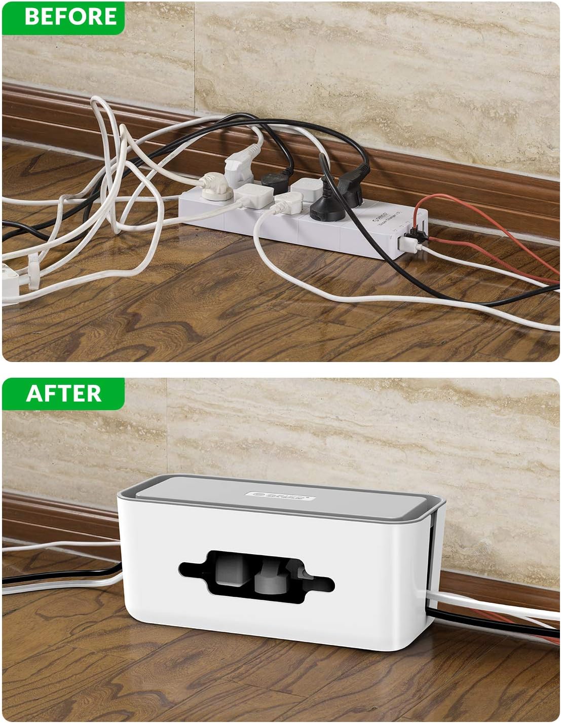 ORICO Cable Management Box Storage Case Cable Organizer (16.9 x 7.1 x 6.3 inches) to Protect Power Strip, Charger, USB Hub, Cable and Other Electric Devices- Extral Large: Electronics