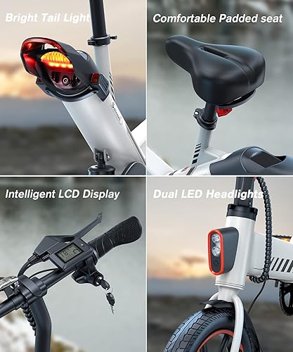 Sailnovo Electric Bike, Electric Bicycle with 18.5MPH Electric Bikes for Adults Teens E Bike with Pedals, 14" Waterproof Folding Mini Bikes with 374.4WH Battery, Dual Disc Brakes (Polished White) in Kenya | Sailnovo Electric Bike, Electric Bicycle with 18.5MPH Electric Bikes for Adults Teens E Bike with Pedals, 14" Waterproof Folding Mini Bikes with 374.4WH Battery, Dual Disc Brakes (Polished White) in Kenya |