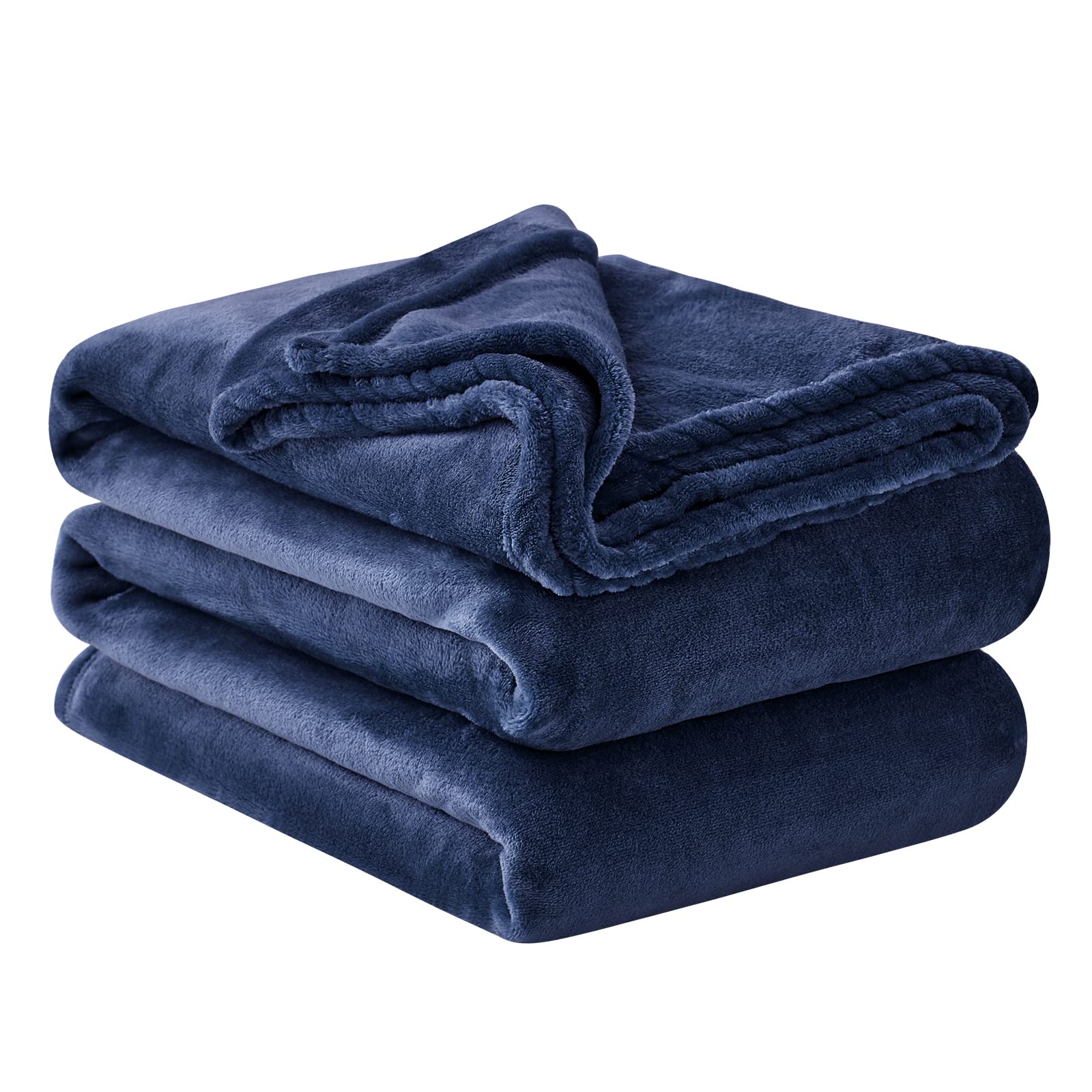 Aisbo Fleece Blanket Throw Navy Blue - Versatile Soft Warm Blanket Fluffy Large Throws for Bed, Cozy Solid Flannel Queen Size Blanket for Sofa Couch, 220x240cm Navy — image 1