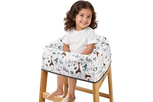 Lunobubo Baby High Chair Cover Restaurant with Strap Pads & 3-Point Harness, Machine Washable, Waterproof Portable Highchair Covers for Eating, Travel, Home Use - Fits Wooden Chairs, Green Forest
