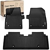 YHTAUTO Floor Mats Fit 2022-2025 Kia EV6, TPE All Weather Car Mats Waterproof Anti-Slip Odorless Floor Liner, Interior Accessories, 1st & 2nd Row, Set of 3