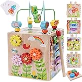Wooden Activity Cube | Montessori Toys for 12+ Months Toddlers | One Year Old 1st First Birthday Gift | Educational Learning 