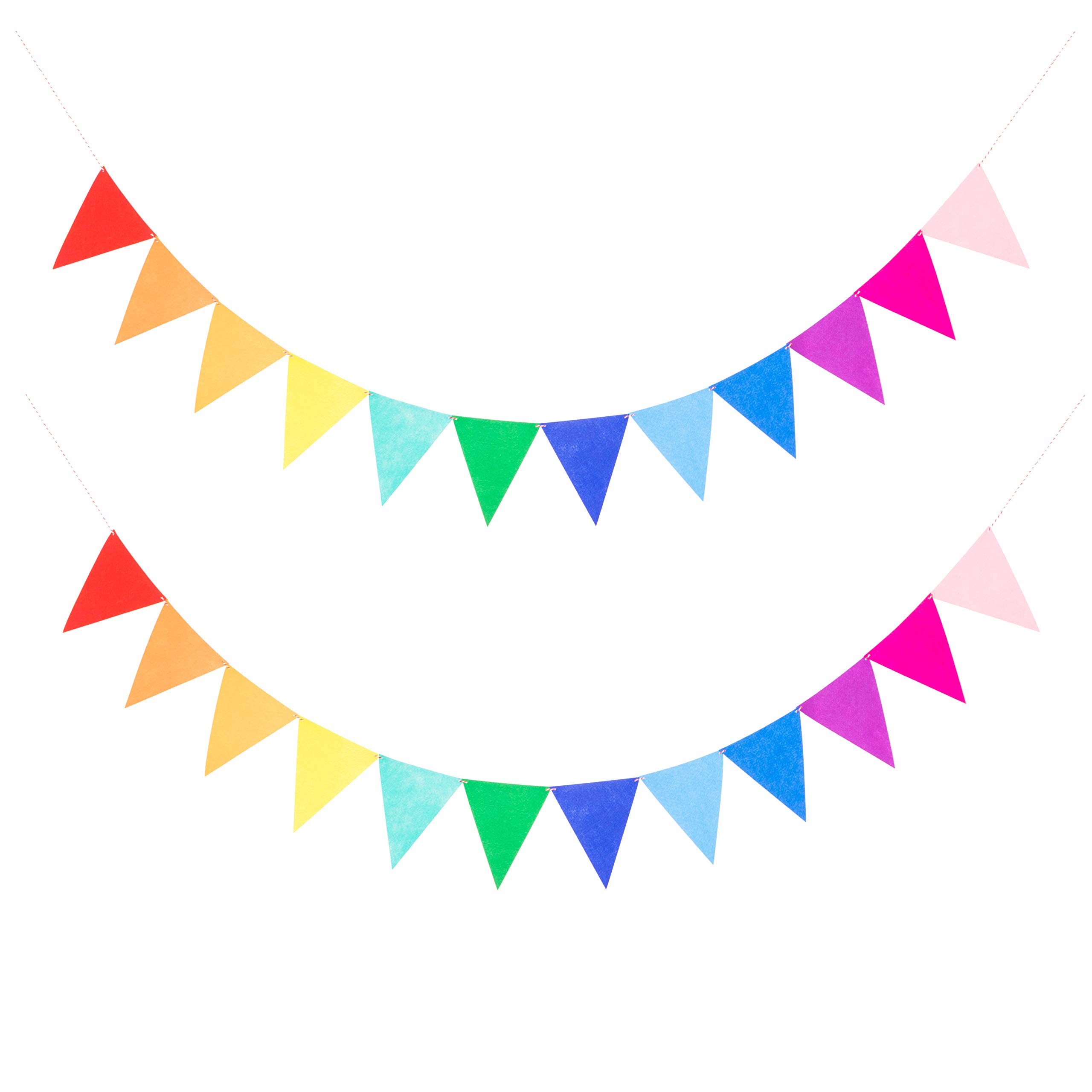 LOVENJOY 2 Rainbow Bunting Fabric Felt Happy Birthday Banner Colorful Birthday Party Decorations, Assembled
