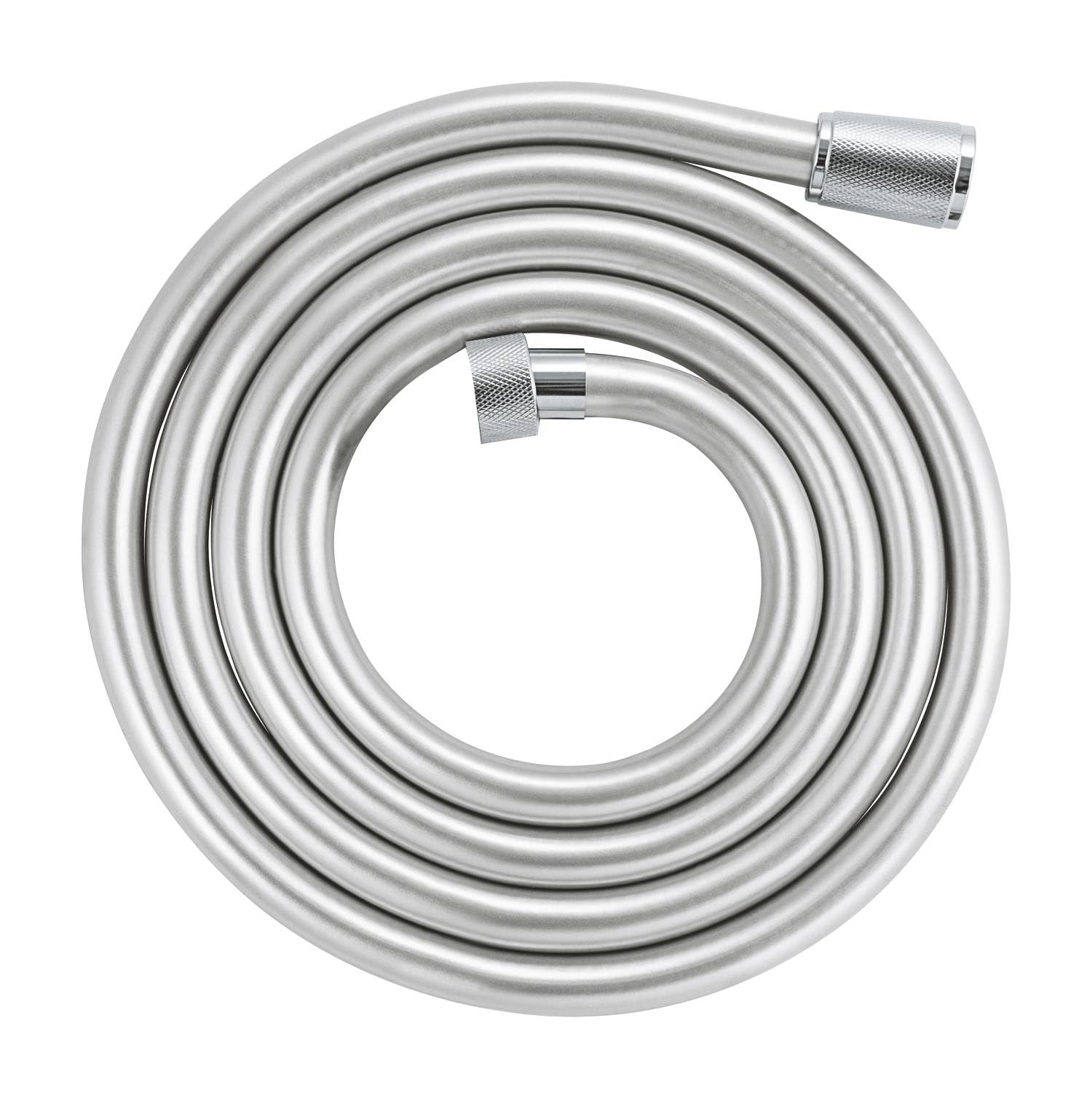 GROHE VitalioFlex Silver TwistStop - Smooth Shower Hose 2 m, (Tensile Strength 50 kg, Pressure Resistance Up to 5 Bar, Heat Resistance 70°C, Universal Connection G 1/2'' x 1/2''), Chrome, 27507001