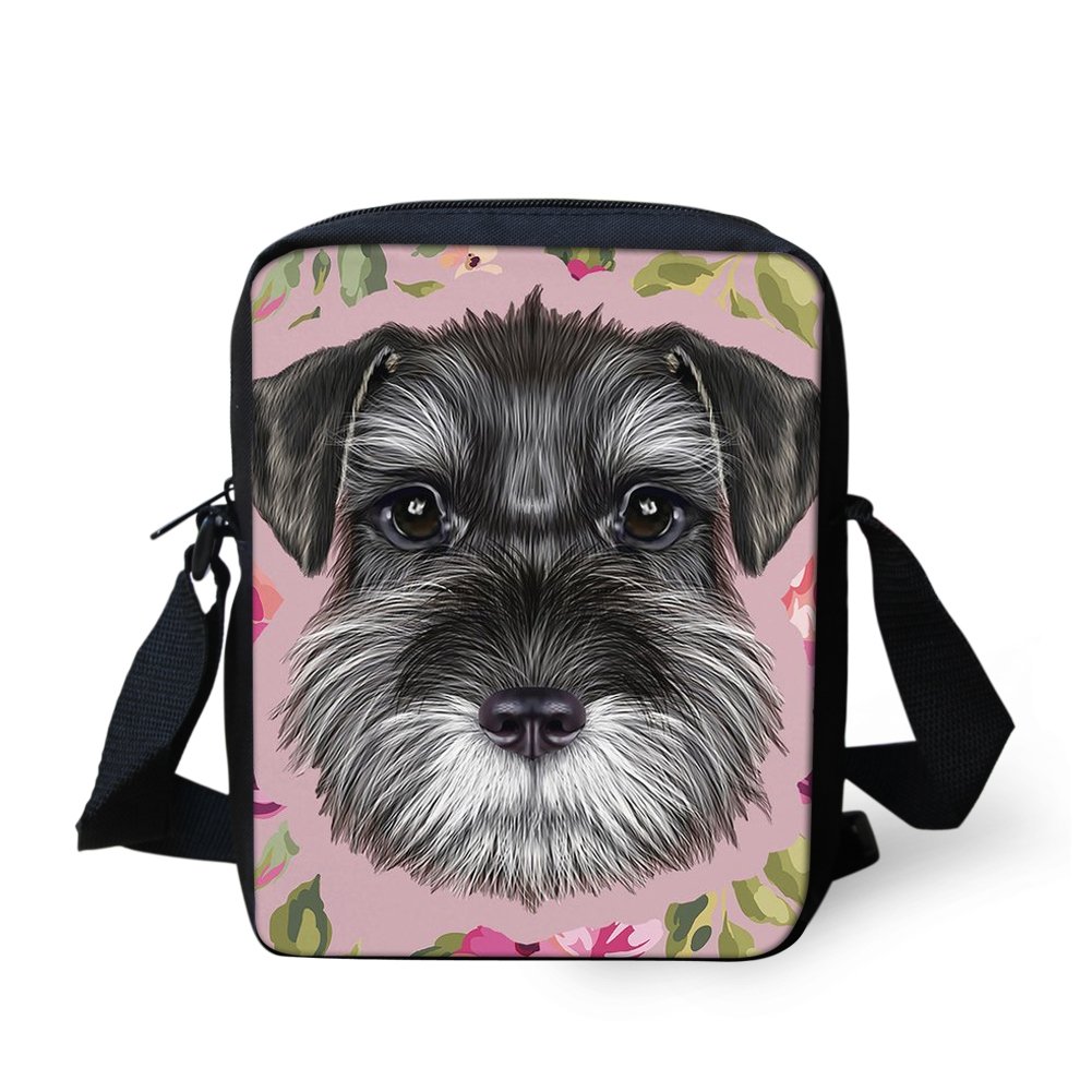 HUGS IDEA Schnauzer Puppy Mini Cross Body Bag Travel Fashion Shoulder Messener Handbags Purse Small Coin Bag
