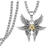 Fuguangju Biblically Accurate Angel Necklace 925 Sterling Silver/Black Angel Wings Necklace Seraphim Jewelry Gifts for Women Men