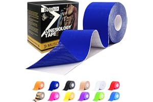 Kinesiology Tape 1/2 /5 Rolls Soreness and Strain Elastic Waterproof Good Air Permeability Hypoallergenic 1 Roll 2 inch x 16 Foot Dark Blue by SOON GO