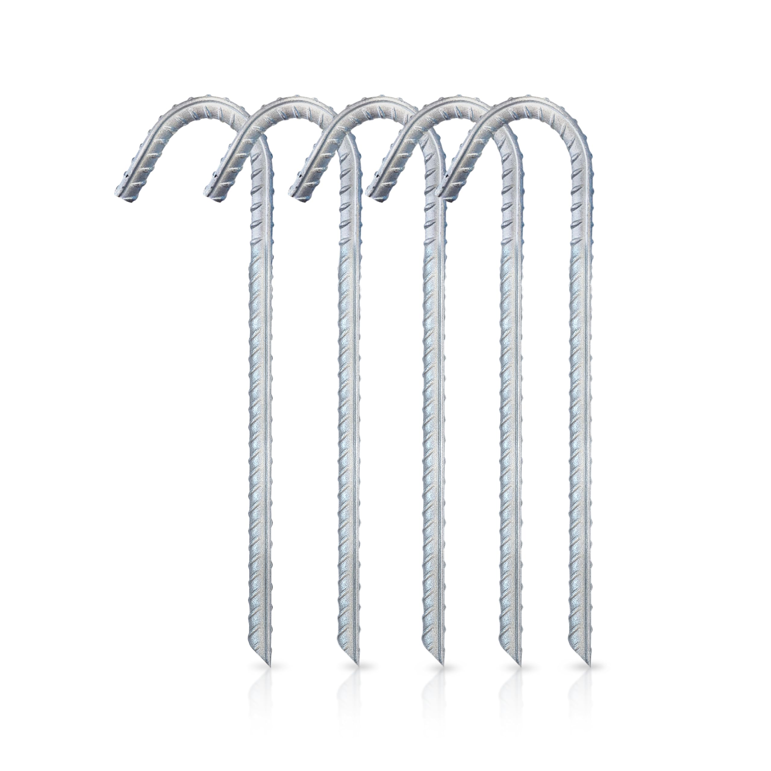 GroundMaster 12" Heavy-duty Ground Anchors x 8 – Durable Easy Hammer-In Galvanised Ground Stakes – Metal Garden Stakes for Securing Tents, Trampolines, Gazebos, Football Nets, Membranes and More