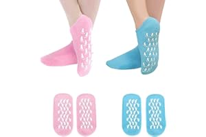 ZFYOUNG Moisturizing Socks, 2 Pairs Moisturizing Gel Socks，Soft Feet Moisturizer Spa & Pedicure Socks for Dry Cracked Heels, Calluses,Gel Spa Socks for Repairing (Blue&Pink)
