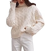 ZESICA Women's Sweaters 2026 Spring Long Sleeve Mock Neck Solid Color Casual Loose Chunky Pullover Sweater