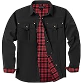 Flannel Shirt Jacket for Men - Long Sleeve Plaid Lined Flannel with Pockets Western Cowboy Shirt Jacket