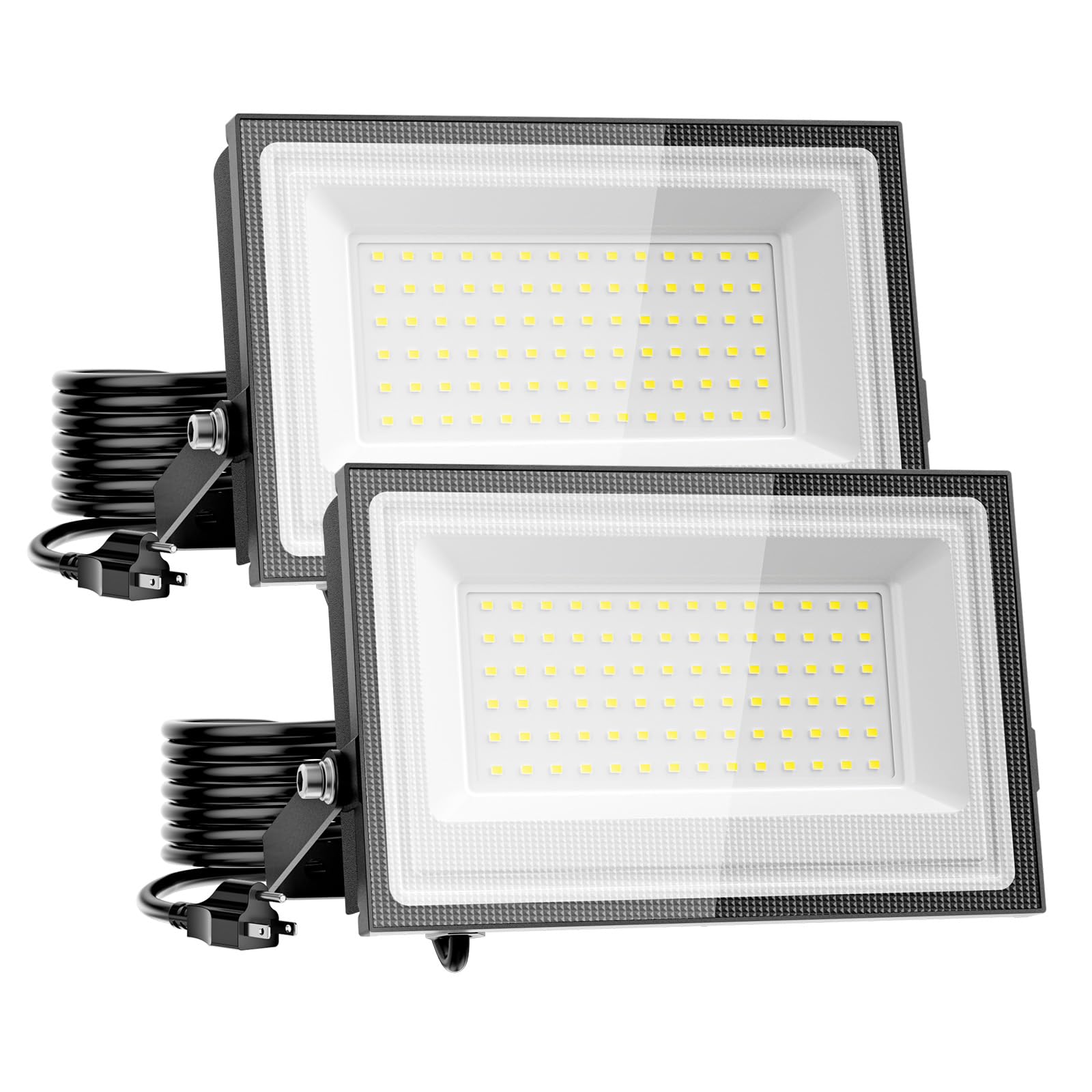 Photo 1 of Meloght 110W Flood Lights Outdoor, LED Work Light with Plug, Daylight White 6500K LED Flood Light, IP66 Waterproof Exterior Security Lights for Yard Garage Stadium 2 Pack