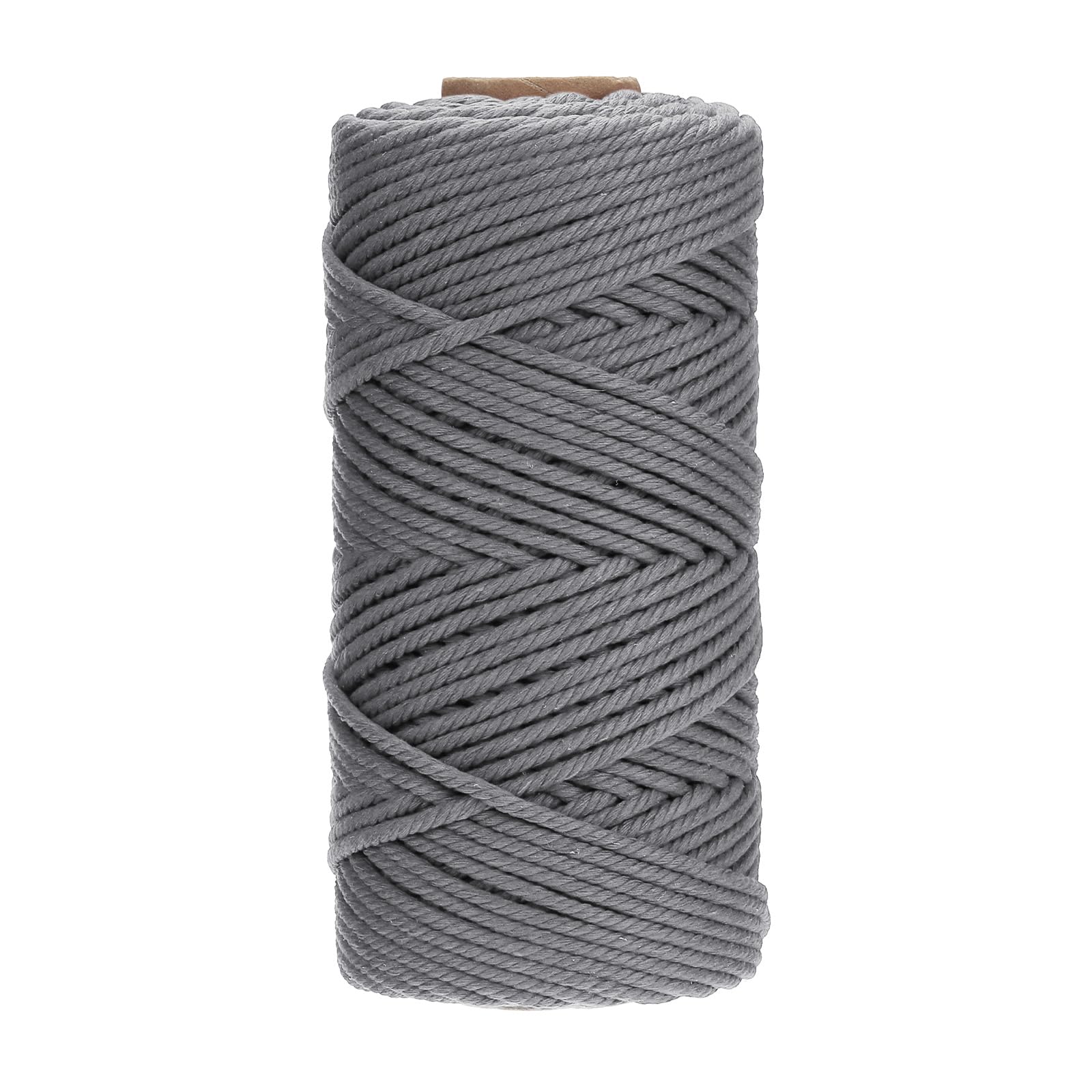 PATIKIL 4mm x 109 Yard Macrame Cord, Soft Cotton Colored Macrame Yarn String 4 Strand Twisted for Wall Hanging Plant Hanger Dreamcatcher DIY Knitting Supplies, Dark Gray