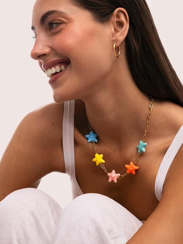 Collier Starfish Chic Color Acier Plaqué Or Bijoux pour femmes
