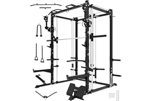 EONFITOMNI Eonfit E3 Smith Machine for Home Gym Equipment, Multi-Function Power Cage Squat Rack with Cable Crossover LAT Pulldown Pulley System All in One