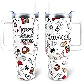 WENININOK Baseball Coach Cup 40 oz Tumbler with Handle and Straw Lid Leak Proof - Baseball Cup for Baseball Coach Gifts for Men - Stainless Steel Cup Dishwasher Safe
