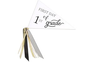 CINPIUK First Day of School Flag DIY 2024 Back to School Pennants, First Day of 1st Grade Flag with Ribbons Make Your Own School Photo Prop, White