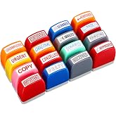 Crtiin 16 Pcs Office Stamps Self Inking Stamp Set, Mixed Colors | Message Marking Completed Faxed Scanned, Business Document Supplies, Pre-inked Reusable, Paperwork Organization