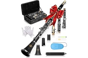AKLOT B Flat Concert Clarinet: Precision Tone Hole Design for Stable Intonation, Durable Nickel-Plated Keys, Including Stylish Case, Barrel, Full Clarinet Cleaning Kit (Ember-MN)
