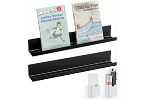DTUQYX 2-Pack Metal Magnetic Book Shelf: Modern Industrial Style, 2 Shelves, 10 lbs Capacity, Magnetic Shelf for Whiteboard, Classroom & Office