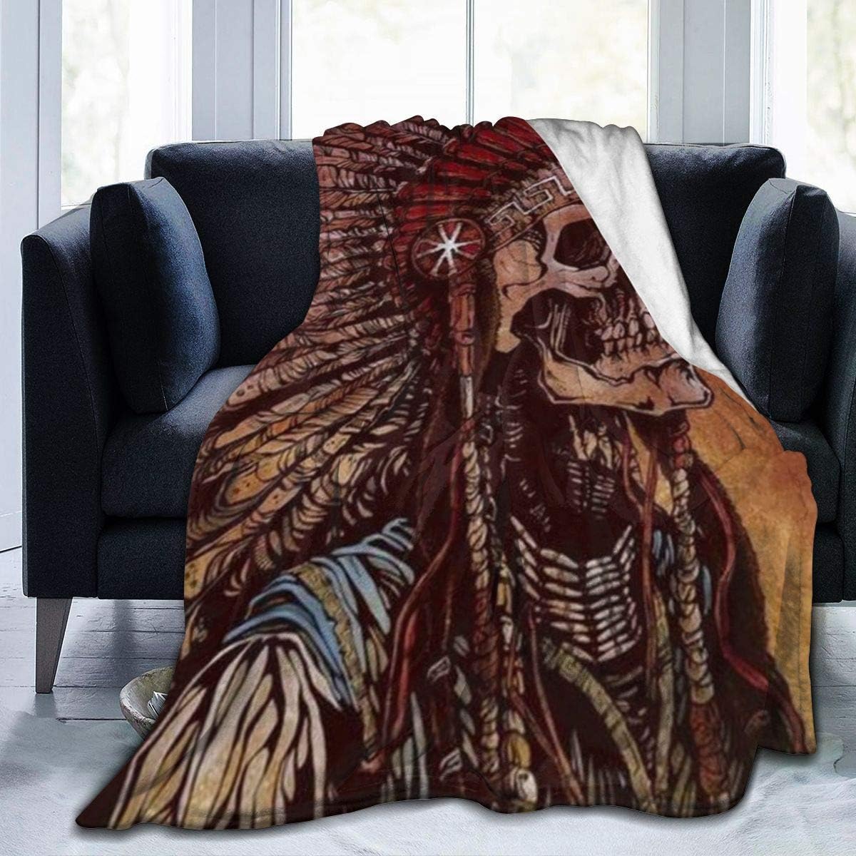 TinaCobur Vintage Native American Indian Micro Fleece Throw Blanket Super Soft Lightweight Wrinkle Resistant Bedspreads All Season for Home Office Travel, 127cm x 152cm (50" x 60")