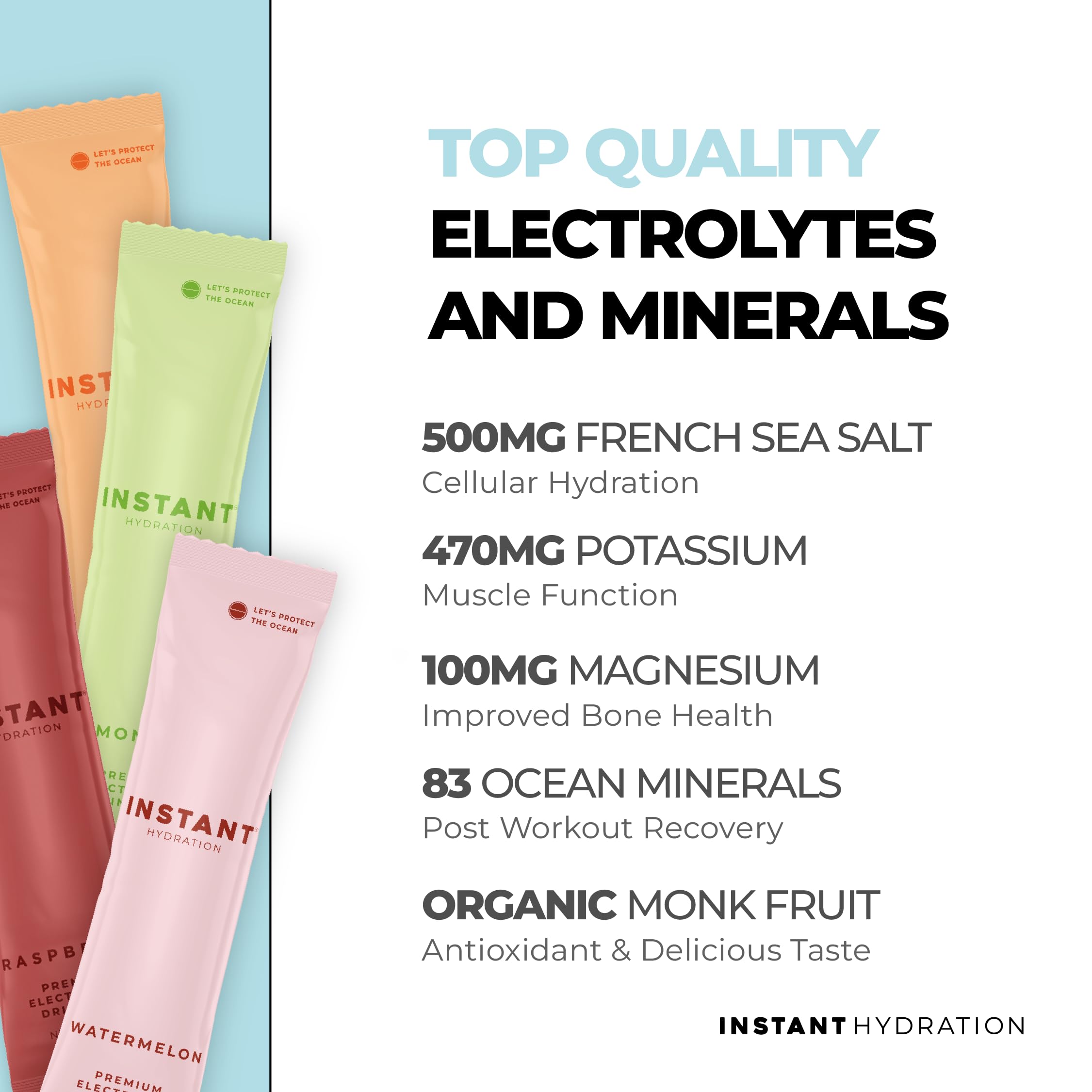 Instant Hydration Electrolytes Powder Packets