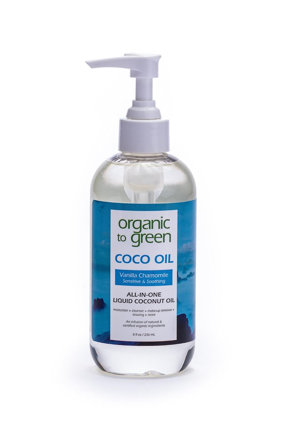 Organic To Green Liquid Coconut Oil For Skin And Face Vanilla Chamomile Sensitive And Soothing 8 Fl Oz