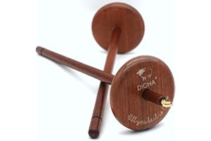 DICHA 3 Inch Drop Spindle Kit- High Low Whorl Wooden Spindles with Tutorial -Weaving Spinning Wheels for Beginners-All in A Gift Box-Perfect Spinner Gifts-Durable,Easy to Use-Sapele