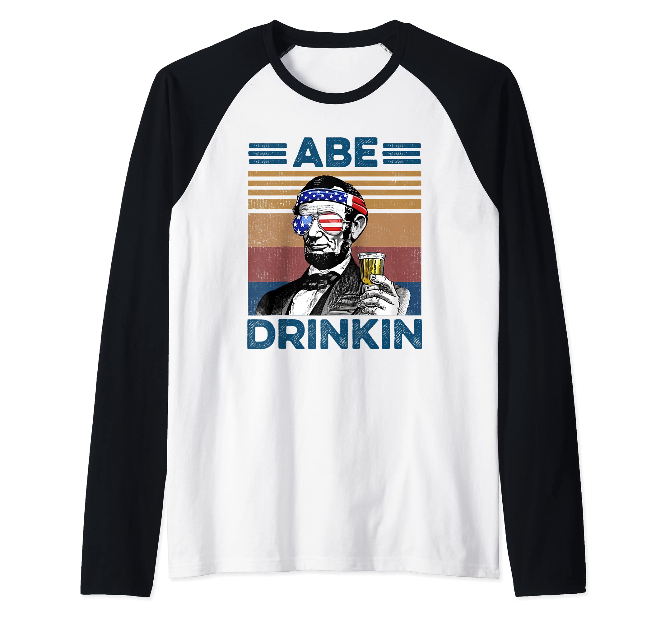 Vintage Abe Drinkin 4th July Raglan Baseball Tee