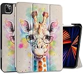 MEEgoodo Case for iPad Pro 12.9 Case M2 6th/5th/4th/3rd Generation 2022 2021 2020 2018, Protective Tablet Cover with Soft Back Shell for Kids, Giraffe