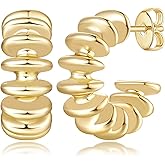 worfey Gold Hoop Earrings for Women 14K Gold Earrings for Women Hoop Studs Earring for Womens Hoops Exaggerated Design and Unique Shape Hoops Earring for Womens Studs 18mm