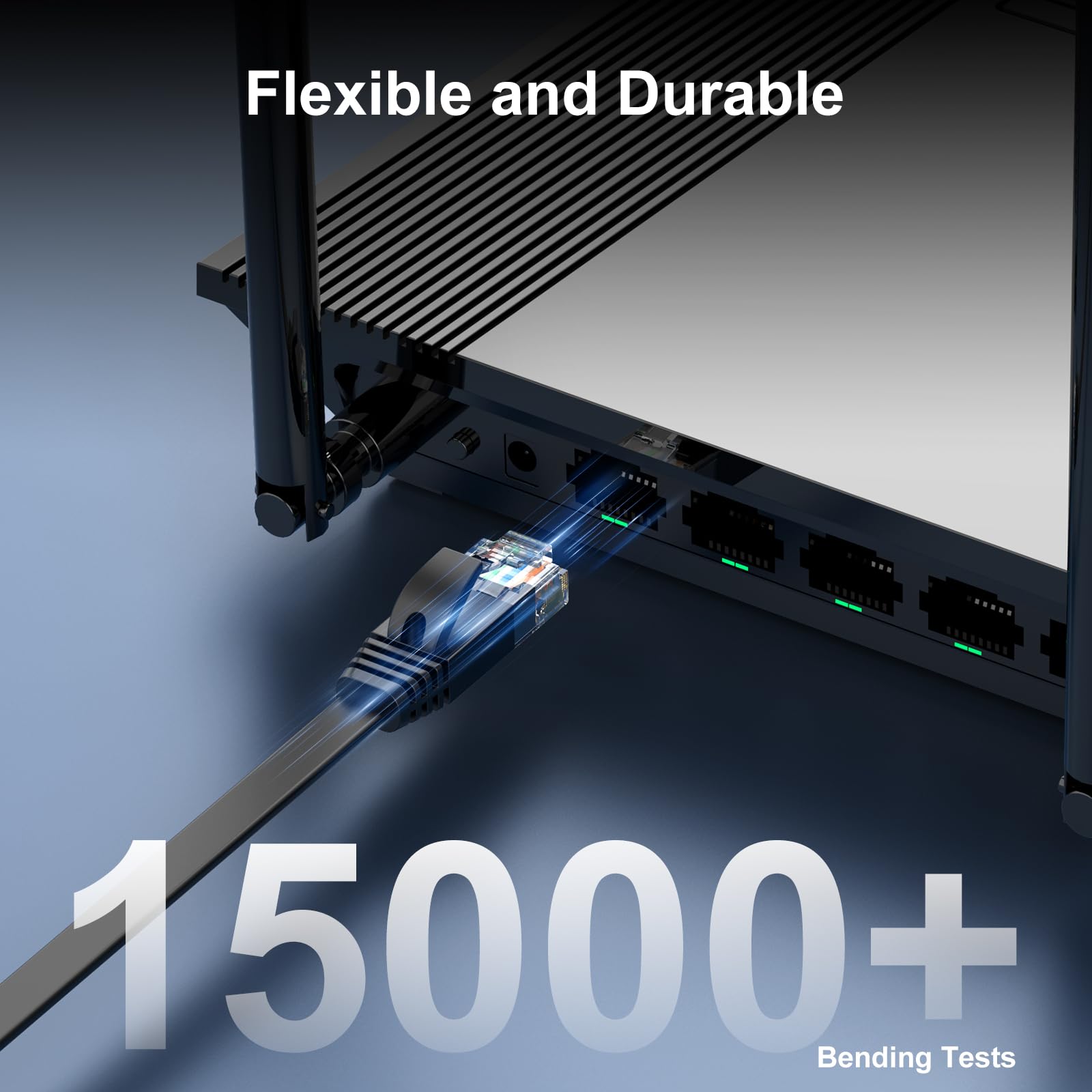 Cat 6 Ethernet Cable 100 ft, Indoor&Outdoor, High Speed 10Gbps Internet Network, Pure Copper Flat Ethernet Patch Cable Long, Computer LAN Cable with Clips & Straps for Router, Modem, PS4/5, Black
