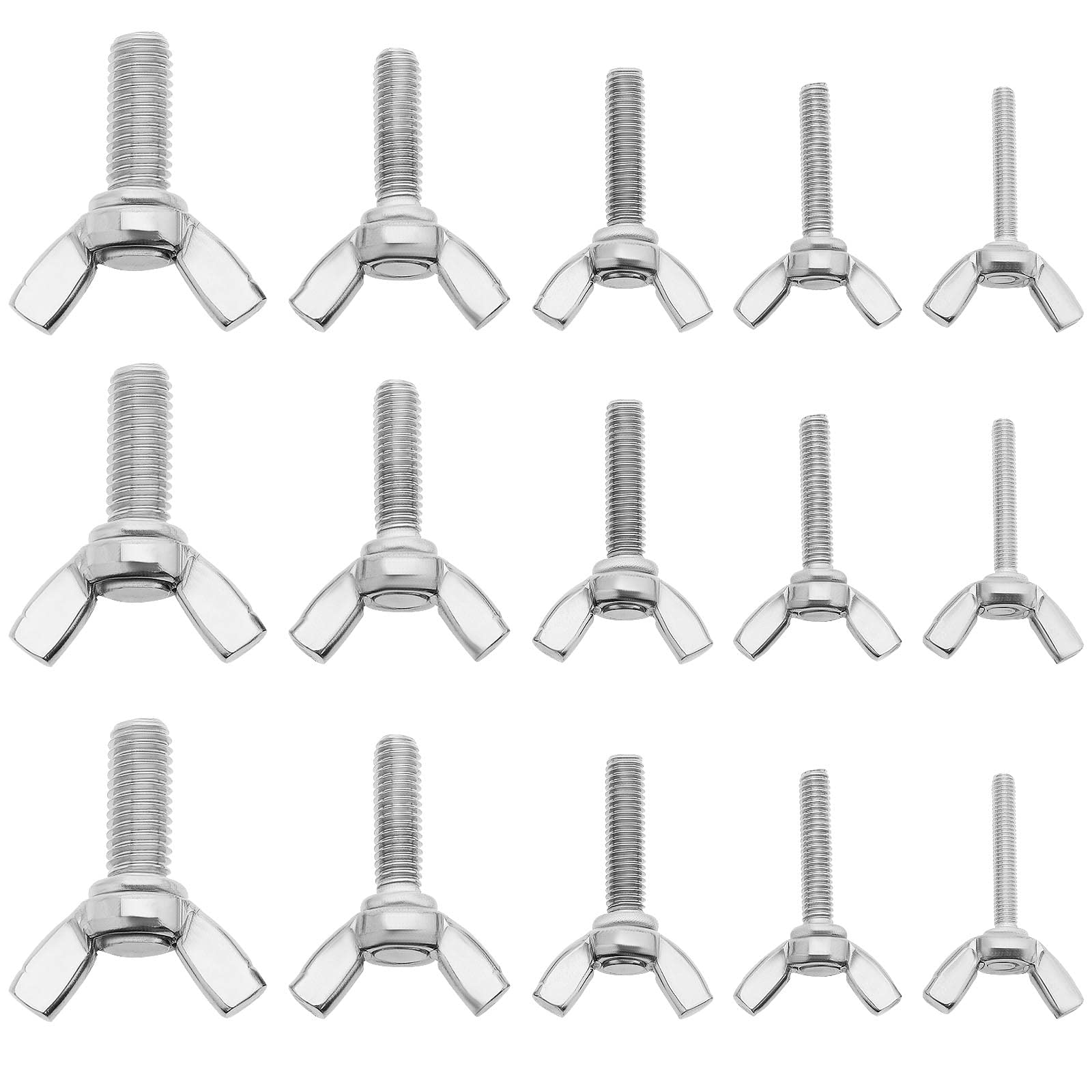 Be In Your Mind 50Pcs Butterfly Wing Screws M3 M4 M5 M6 M8 Stainless Steel Wing Bolt Set Metal Butterfly Screws Bolts for Electronic Equipment