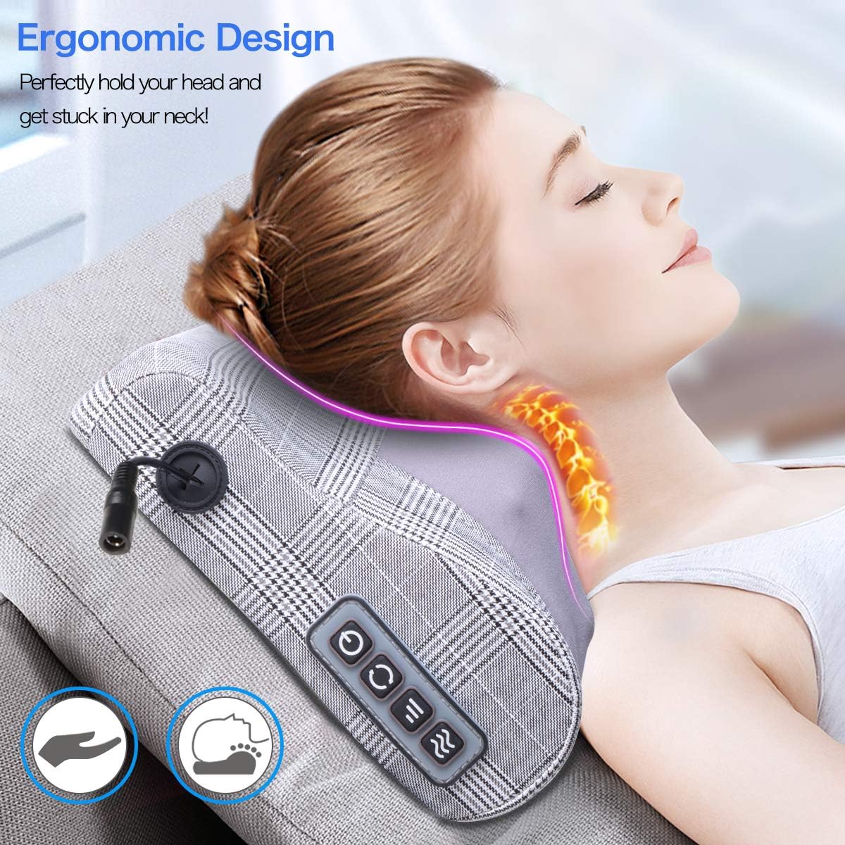 Neck Massager,Shiatsu Neck and Back Massager with Heat,Electric Back Massage Pillow with 16 Deep Tissue Massage Nodes for Back,Cervical,Shoulder,Foot,Body Muscle Pain Relief,Relaxation Christmas Gifts: Health & Personal Care