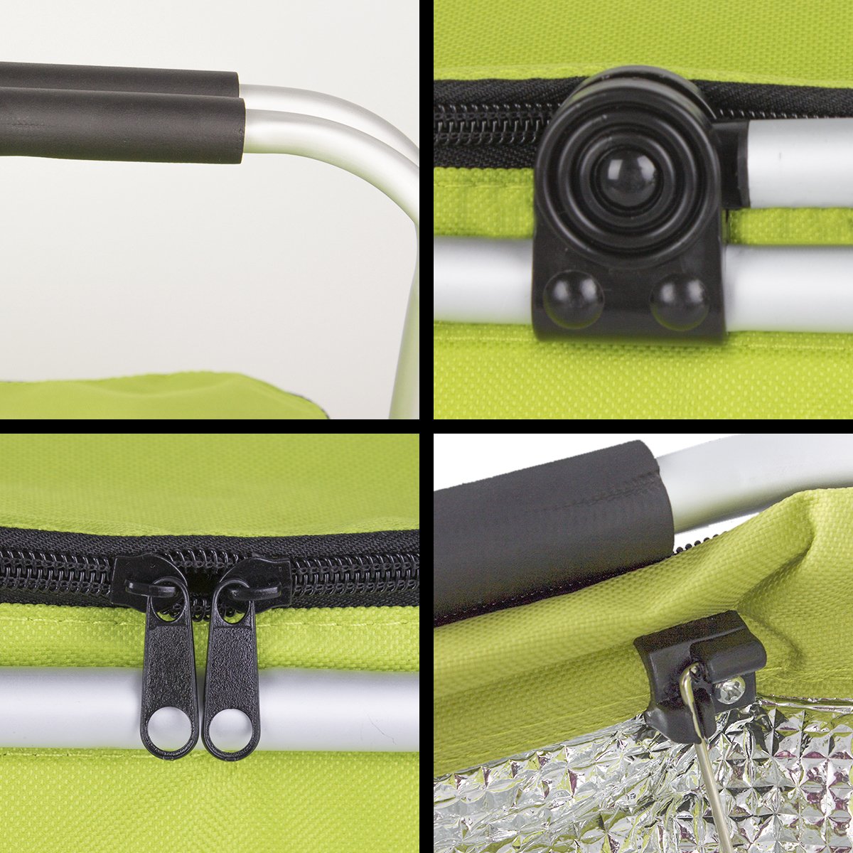 WISHPOOL Oxford Cloth Insulated Lunch Bag Reusable Collapsible Cooler Tote Box for Picnic Hiking (Green)