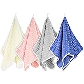 Hipruict Hand Towels with Hanging Loop, 4 PCS Absorbent Small Hanging Towels for Bathroom and Kitchen (29.5” x 13.8”)