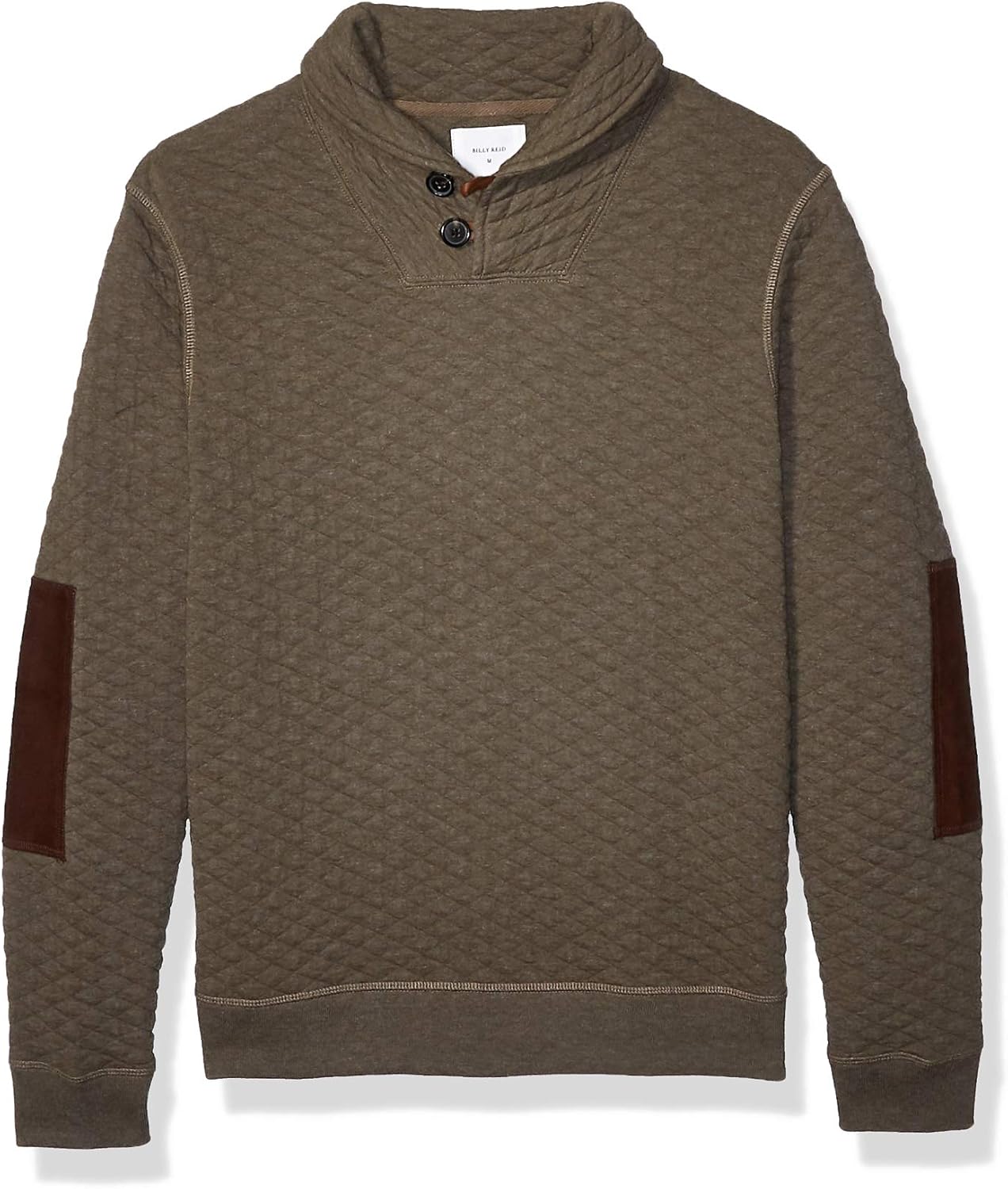 Billy Reid Men's Diamond Quilted Shawl Pullover with Suede Elbow