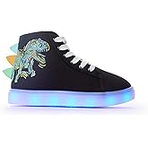 FabKids Girls Boys Light Up Shoes Fashion High Top Sneakers Cute Print Footwear for Toddler Little Kid Big Kid