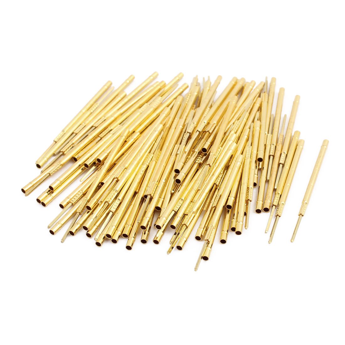 sourcingmap 100pcs R100-2W 1.67mm Dia 39mm Length Metal Test Probe Needle Cover Gold Plated