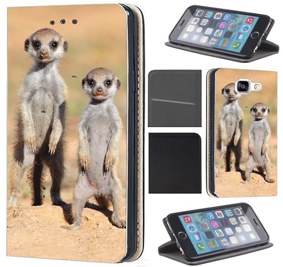 CoverFix Premium Hülle für Huawei P9 Lite Flip Cover Schutzhülle Kunstleder Flip Case Motiv (1430 Erdmännchen Wüste Tier Anim
