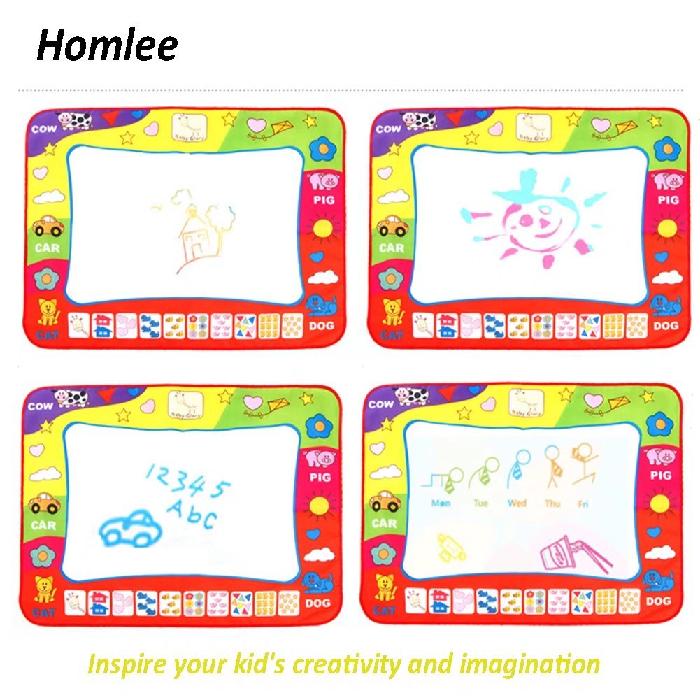 Aqua Doodle Mat, Large Magic Water Drawing Painting Writing Mat Pad Board, 2 Pen Develop Intelligence Sketch Learning Toy Gift for Boys Girls Toddlers Kids Children 4 Color 31.5 X 23.6 Inches