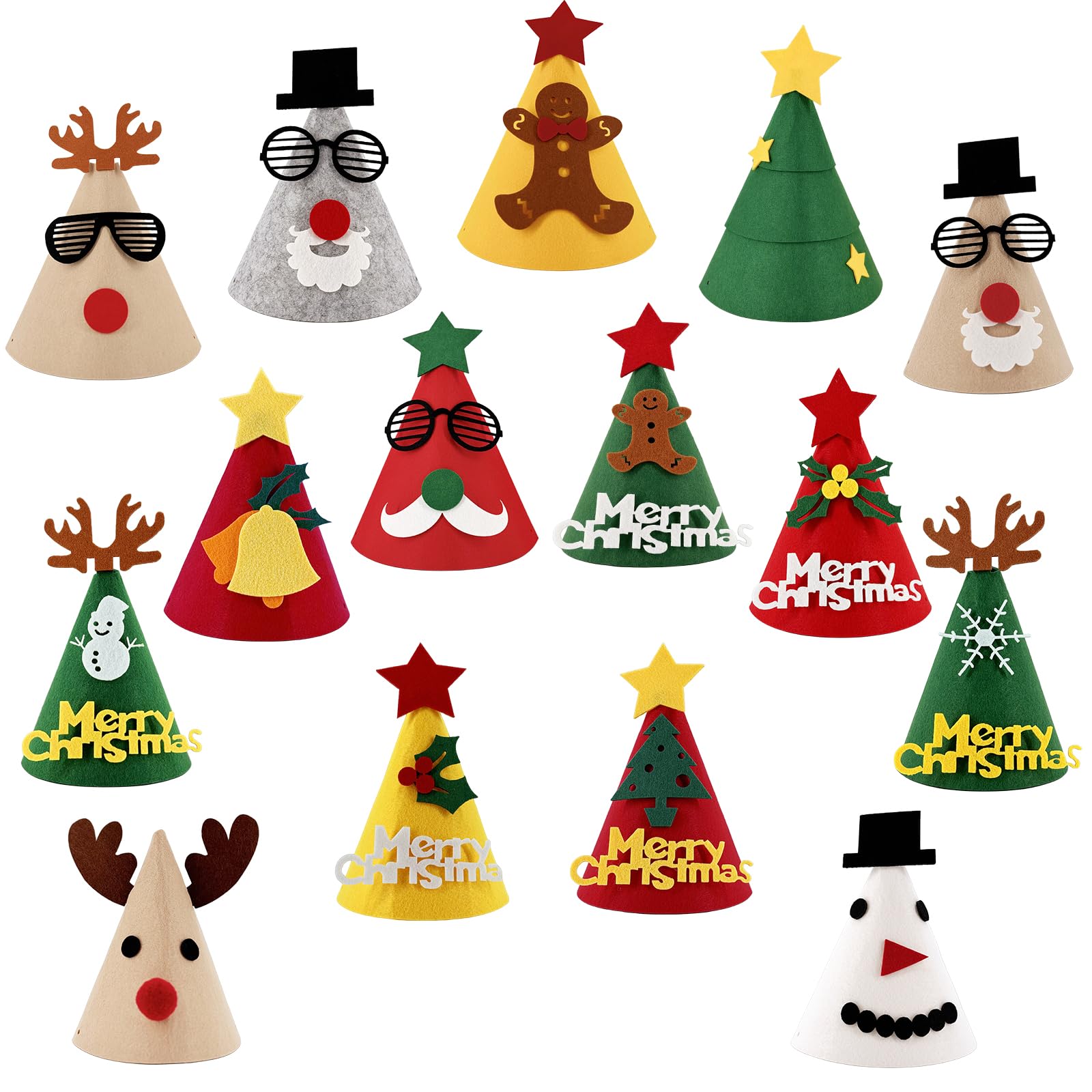 yayafunfun 15pcs Christmas Party Hats Christmas Cracker Hats for Kids,Adults,Funny Jokes Novelty Hats Xmas Crackers Hats Cone New Years Eve Party