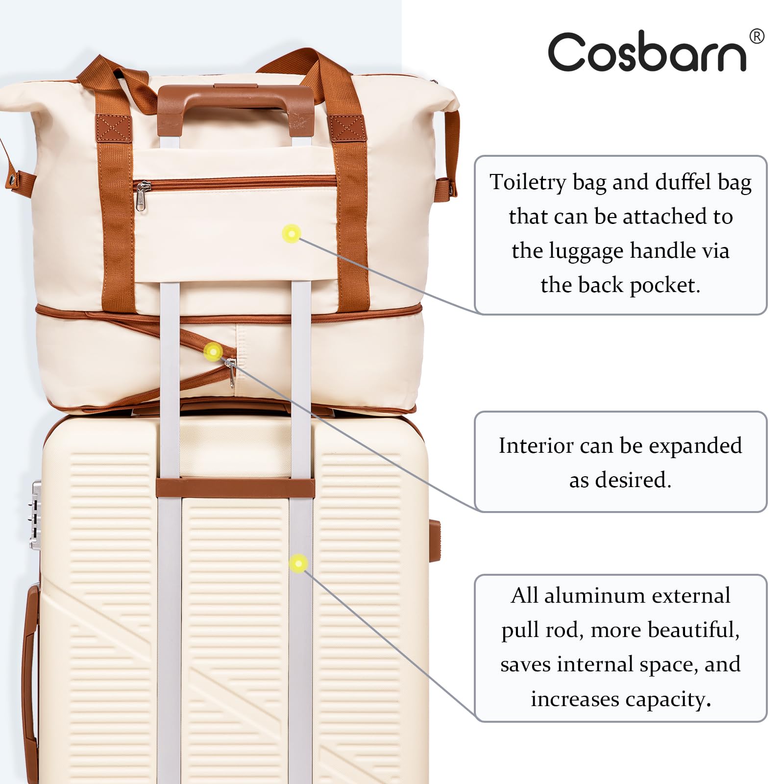 Cosbarn Luggage Sets 5 Piece with ABS Hardshell, Hardside Suitcase Set with Spinner Wheels Tsa Lock, Lightweight Hard Case Waterproof Travel Suitcases with Wheels for Women Men, Black
