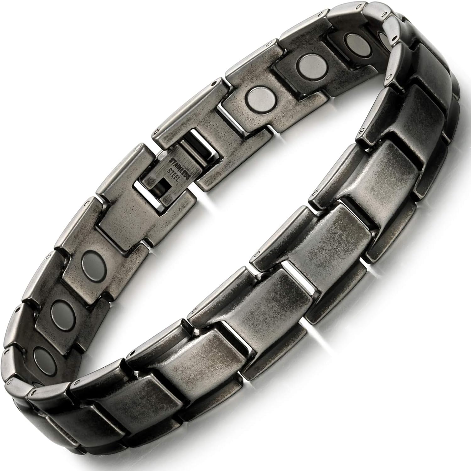 Bracciale da uomo con energia magnetica in acciaio al tanio Braccialetti con cinturino anti-fatica agli ioni negativi  36